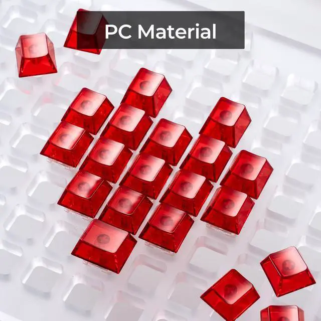 Alt view image 5 of 6 - XVX Blank Crystal Transparent Keycaps, PC Material Custom DIY Sweet Heart Keyboard Caps, Backlit Clear Glitter Candy Keycap Cherry Profile for MX Switches Mechanical Keyboard (21pcs)
