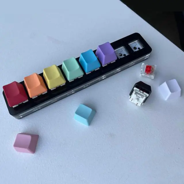 Alt view image 5 of 7 - OEM Profile Blank Keycaps PBT Rainbow Mixed Colors 1U R4 Keycap for MX switches Mechanical Keyboard (Mixed Colors, 20pcs)