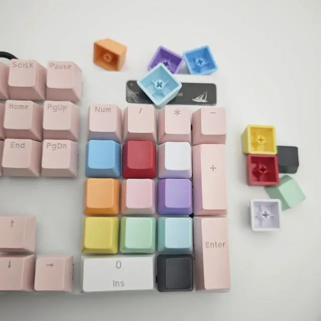 Alt view image 7 of 7 - OEM Profile Blank Keycaps PBT Rainbow Mixed Colors 1U R4 Keycap for MX switches Mechanical Keyboard (Mixed Colors, 20pcs)