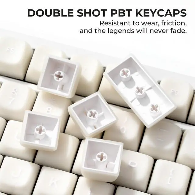 Alt view image 3 of 7 - XVX White Jade Keycaps, Double Shot PBT Keyboard Key caps 132 Keys MDA Profile Keycap Set Compatible with 60%/65%/75%/TKL/96%/100% US Layout Cherry MX Switches Mechanical Keyboard