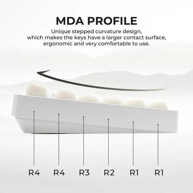 Alt view image 4 of 7 - XVX White Jade Keycaps, Double Shot PBT Keyboard Key caps 132 Keys MDA Profile Keycap Set Compatible with 60%/65%/75%/TKL/96%/100% US Layout Cherry MX Switches Mechanical Keyboard