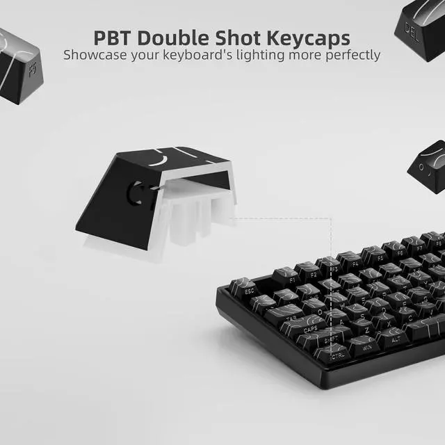 Alt view image 4 of 7 - 87 Pbt Keycaps, Mechanical Keycap Set, MXD Technology (Anti-Sink, Anti-Scratch, Anti-Fade), Suitable for All Mechanical Keyboards, Best Choice for Work/Gaming (Keyboard not Included)