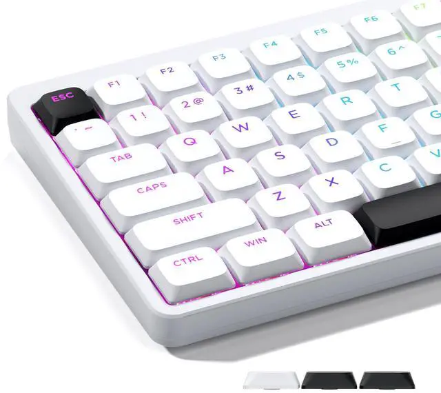 Main image of XVX Low Profile White Keycaps, Shine Through Keycap Set, Double Shot PBT Key caps, Bow Keyboard Keycaps Compatibility for 60% 75% 80% 85% 100% MX Switches Mechanical Keyboard