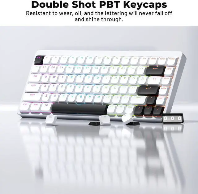Alt view image 5 of 7 - XVX Low Profile White Keycaps, Shine Through Keycap Set, Double Shot PBT Key caps, Bow Keyboard Keycaps Compatibility for 60% 75% 80% 85% 100% MX Switches Mechanical Keyboard