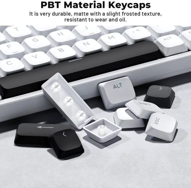Alt view image 3 of 7 - XVX Low Profile White Keycaps, Shine Through Keycap Set, Double Shot PBT Key caps, Bow Keyboard Keycaps Compatibility for 60% 75% 80% 85% 100% MX Switches Mechanical Keyboard