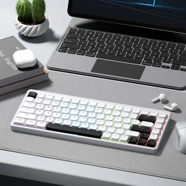 Alt view image 7 of 7 - XVX Low Profile White Keycaps, Shine Through Keycap Set, Double Shot PBT Key caps, Bow Keyboard Keycaps Compatibility for 60% 75% 80% 85% 100% MX Switches Mechanical Keyboard