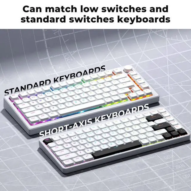Alt view image 6 of 7 - XVX Low Profile White Keycaps, Shine Through Keycap Set, Double Shot PBT Key caps, Bow Keyboard Keycaps Compatibility for 60% 75% 80% 85% 100% MX Switches Mechanical Keyboard