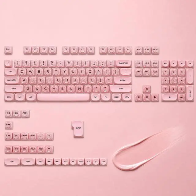 Main image of 132 Keys PBT Keycaps, Jelly Keycaps Cute Creamy Key caps MOA Profile, MX-Compatible for 61/68/84/87/98/100/104-Key Mechanical Keyboard(Not Included), Pink