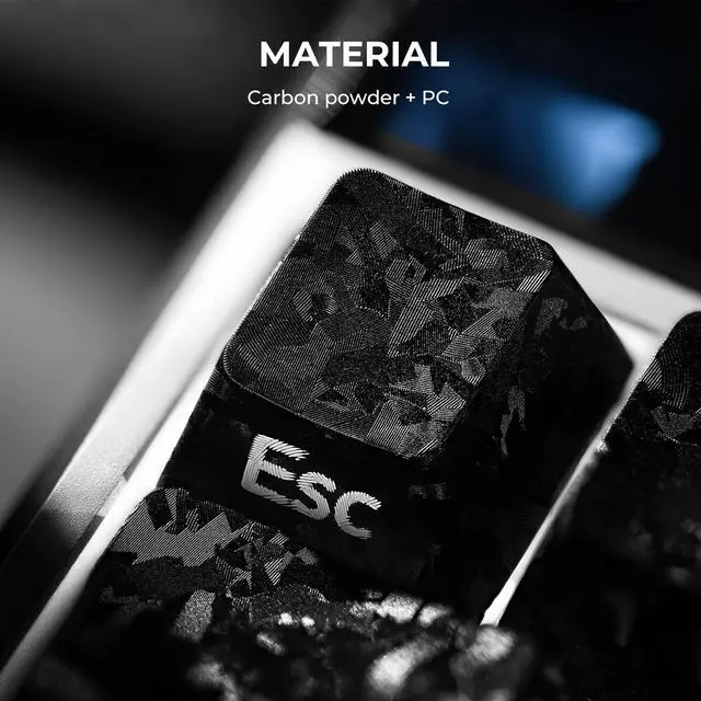 Alt view image 2 of 7 - XVX Black Keycaps, Forged Carbon-Look Cherry Profile Keycap Set, 119-Key Keyboard Keycaps Compatibility with ANSI Layout MX Switches Mechanical Keyboard