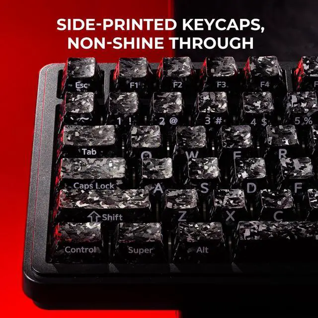 Alt view image 5 of 7 - XVX Black Keycaps, Forged Carbon-Look Cherry Profile Keycap Set, 119-Key Keyboard Keycaps Compatibility with ANSI Layout MX Switches Mechanical Keyboard
