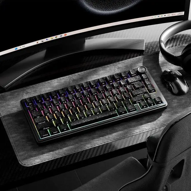 Alt view image 7 of 7 - XVX Black Keycaps, Forged Carbon-Look Cherry Profile Keycap Set, 119-Key Keyboard Keycaps Compatibility with ANSI Layout MX Switches Mechanical Keyboard