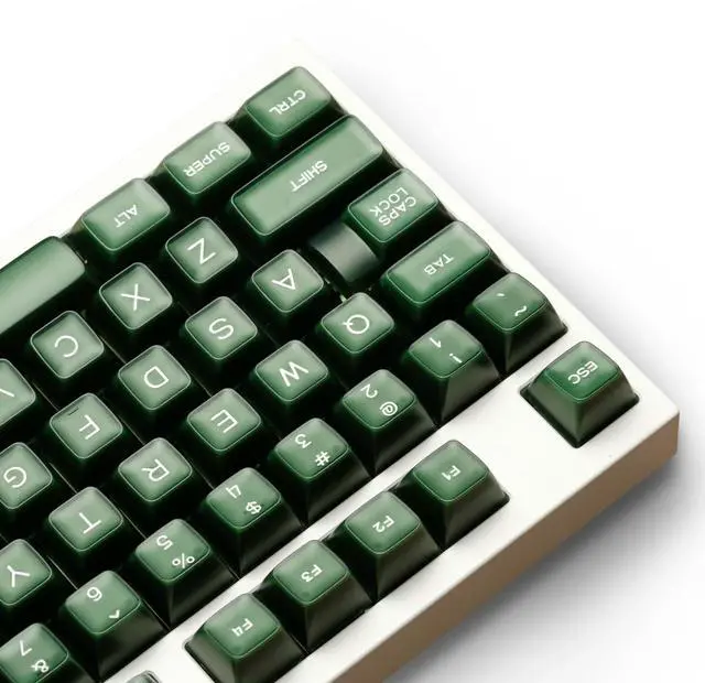 Main image of ULTRAEQUIP Emerald Jade Keycaps 142 Keys Double Shot PBT Keycaps RSA Profile, Translucent Green Shine Through, Custom Set for ISO ANSI 60, 75, 80, 95, 100% Mechanical Keyboard