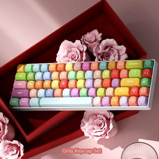 Alt view image 5 of 7 - XVX Cute PBT Keycaps, Rainbow Gummy Bear Keycap Set MOA Profile, Dye-Sublimation Keyboard Keycaps Suitable for 60% 65% 75% 80% 96% 100% Layout Mechanical Keyboard with MX Switches