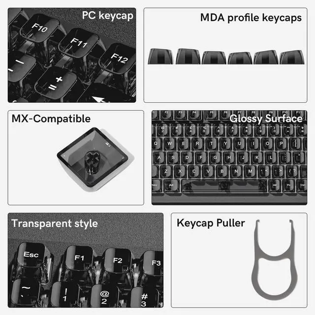 Alt view image 2 of 7 - Clear keycaps Set,Translucent Keyboard keycaps,Jelly Key caps