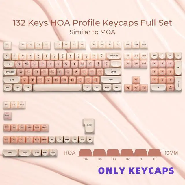 Alt view image 2 of 5 - Jelly Keycaps, XVX HOA Profile 132-Key PBT+PC Shine-Through Keycap Set, Cute Custom Gradient Keycaps for Mechanical Keyboards with MX Switches - Flesh Pink (Only Keycap, No Keyboard)