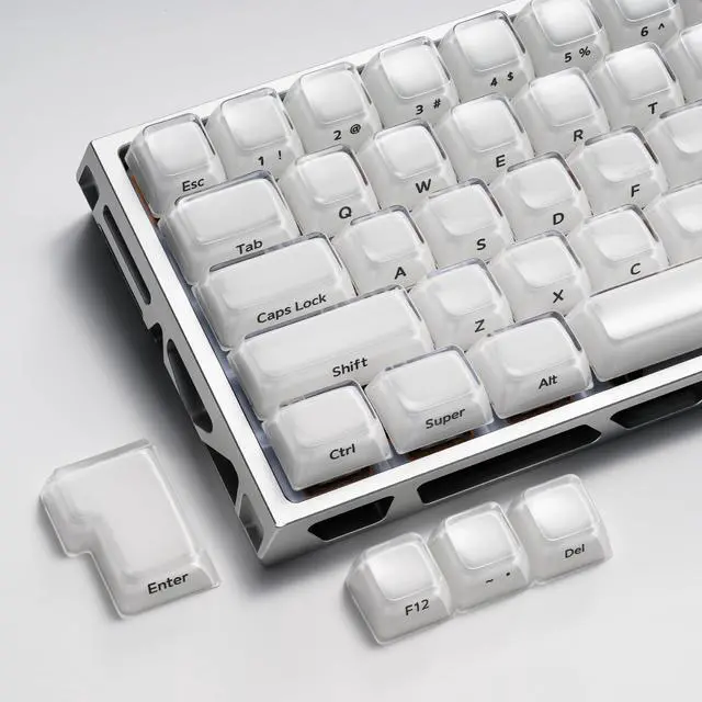 Main image of XVX Lusterfly Jelly R2 MDA Profile Keycap Set, 122 Keys Double Shot PC+ABS Keycaps for MX Switches & ANSI Layout Mechanical Keyboards-White