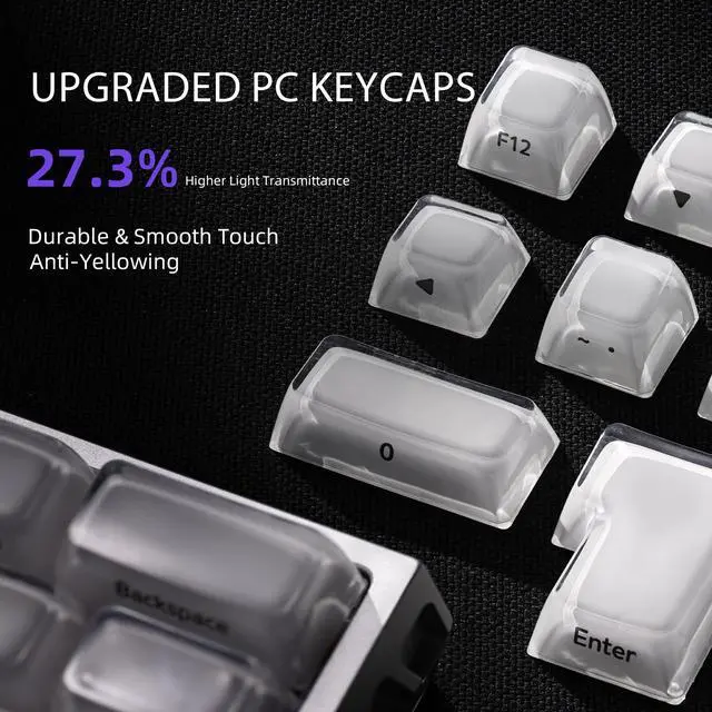 Alt view image 2 of 7 - XVX Lusterfly Jelly R2 MDA Profile Keycap Set, 122 Keys Double Shot PC+ABS Keycaps for MX Switches & ANSI Layout Mechanical Keyboards-White