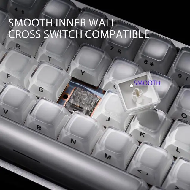 Alt view image 4 of 7 - XVX Lusterfly Jelly R2 MDA Profile Keycap Set, 122 Keys Double Shot PC+ABS Keycaps for MX Switches & ANSI Layout Mechanical Keyboards-White