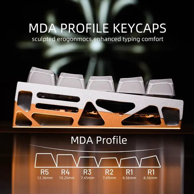 Alt view image 3 of 7 - XVX Lusterfly Jelly R2 MDA Profile Keycap Set, 122 Keys Double Shot PC+ABS Keycaps for MX Switches & ANSI Layout Mechanical Keyboards-White