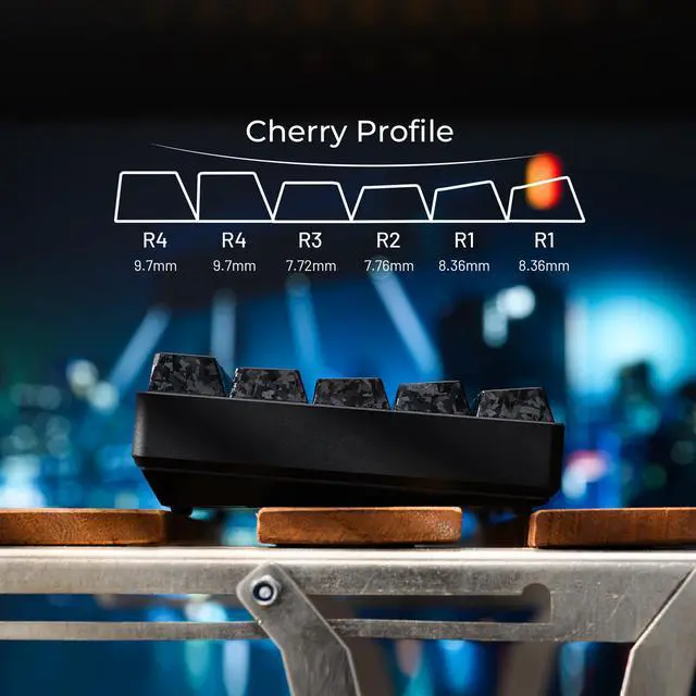 Alt view image 6 of 7 - XVX Black Shine Through Keycaps, Forged Carbon-Look Cherry Profile Keycap Set, 140-Key Side Printed Keycaps Fit for ANSI Layout MX Switches Mechanical Keyboard