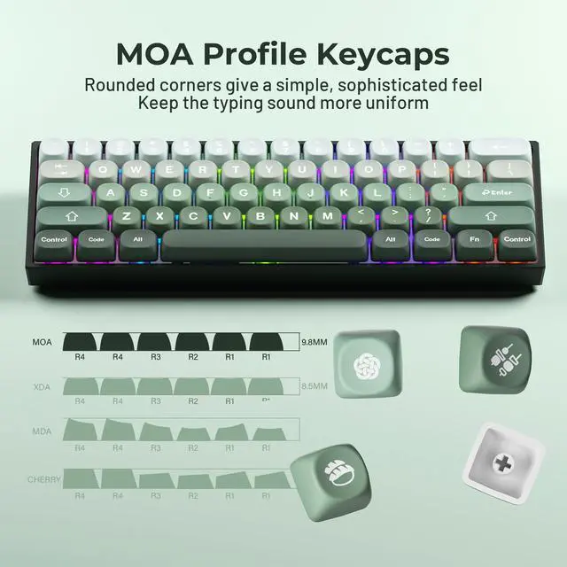 Alt view image 5 of 6 - XVX Matcha Wagashi PBT Keycaps-MOA Keycap, Custom Keyboard Keycaps 60 65 75 100 Percent, 5 Side Dye Sublimation Keycap, 132 Keys Key caps Set for Cherry Gateron MX Switches Keyboards, Gradient Green