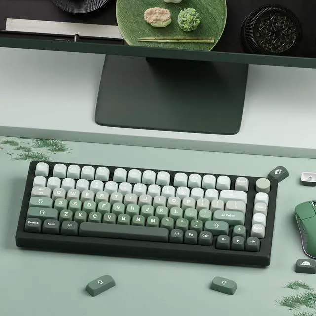 Alt view image 6 of 6 - XVX Matcha Wagashi PBT Keycaps-MOA Keycap, Custom Keyboard Keycaps 60 65 75 100 Percent, 5 Side Dye Sublimation Keycap, 132 Keys Key caps Set for Cherry Gateron MX Switches Keyboards, Gradient Green