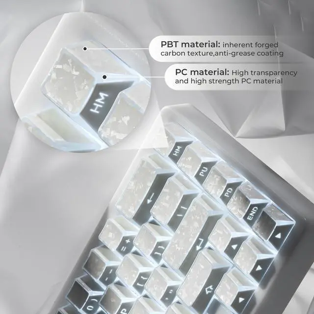 Alt view image 3 of 7 - XVX White Shine Through Keycaps, PBT Keyboard Keycaps Cherry Profile