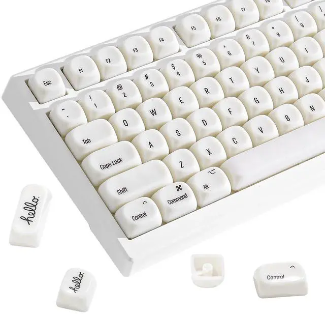 Main image of 126 Keys MOA Ceramic-Style PC Dye-Sub Keycaps (White, MOA)
