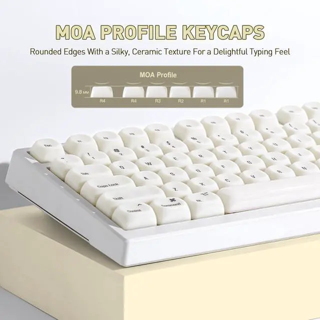 Alt view image 3 of 7 - 126 Keys MOA Ceramic-Style PC Dye-Sub Keycaps (White, MOA)