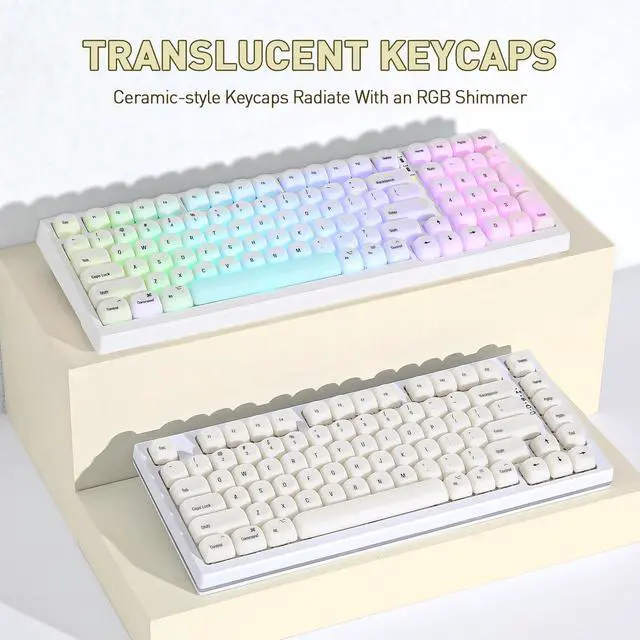 Alt view image 4 of 7 - 126 Keys MOA Ceramic-Style PC Dye-Sub Keycaps (White, MOA)
