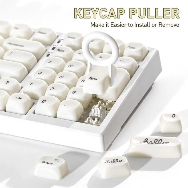 Alt view image 6 of 7 - 126 Keys MOA Ceramic-Style PC Dye-Sub Keycaps (White, MOA)