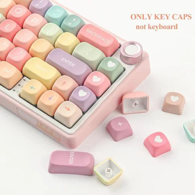 Alt view image 2 of 7 - PBT Keycaps 126 Keys MOA Profile Cute Keycap Rainbow Candy Keycaps
