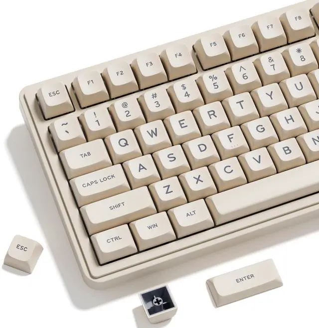 Main image of XVX Creamy PBT Keycaps -Tofu Block Themed 132 Keys MDA Profile Doubleshot Keycap Set | Universal Compatibility for MX-Style Switches Mechanical Keyboards-Creamy White