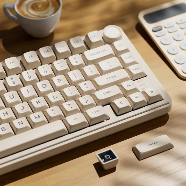 Alt view image 2 of 6 - XVX Creamy PBT Keycaps -Tofu Block Themed 132 Keys MDA Profile Doubleshot Keycap Set | Universal Compatibility for MX-Style Switches Mechanical Keyboards-Creamy White