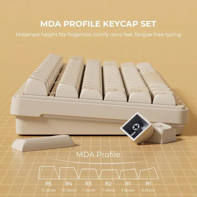 Alt view image 4 of 6 - XVX Creamy PBT Keycaps -Tofu Block Themed 132 Keys MDA Profile Doubleshot Keycap Set | Universal Compatibility for MX-Style Switches Mechanical Keyboards-Creamy White
