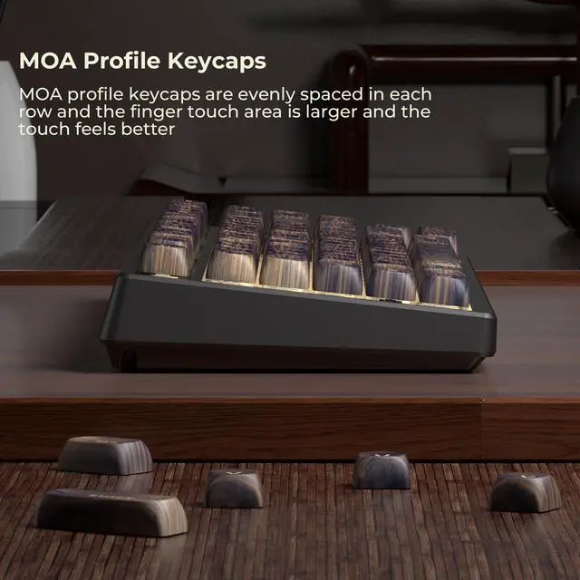 Alt view image 2 of 6 - MOA Profile Wood Grain Keycaps,XVX PBT Keycaps 130pcs Retro Keycap Set for Mechanical Keyboard 61/64/75/84/87/104/108 Layout with Key Puller, Walnut Textures