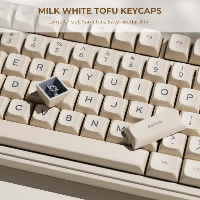 Alt view image 5 of 6 - XVX Creamy PBT Keycaps -Tofu Block Themed 132 Keys MDA Profile Doubleshot Keycap Set | Universal Compatibility for MX-Style Switches Mechanical Keyboards-Creamy White