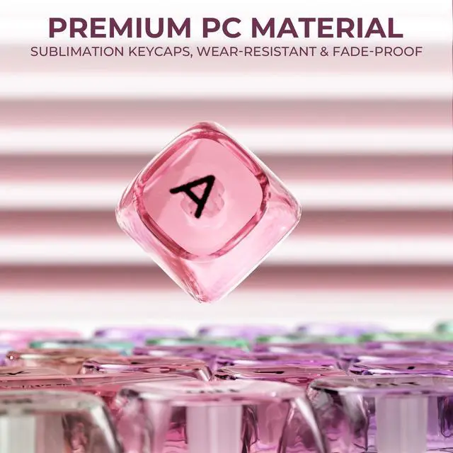 Alt view image 3 of 7 - XVX Macaron Balloon Pastel Gradient Transparent Keycaps, MOA Profile 125 Keys PC Shine-Through Keycaps for MX Mechanical Keyboards