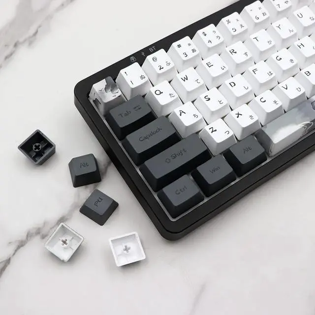 Alt view image 3 of 7 - Ink Lotus Keycaps OEM Profile Japanese Keycaps 140 Keys PBT Dye Sublimation Custom Keycap Suitable for GK61/64/68/84/87/96/98 Cherry MX Switches ANSI/ISO Layout Mechanical Keyboards