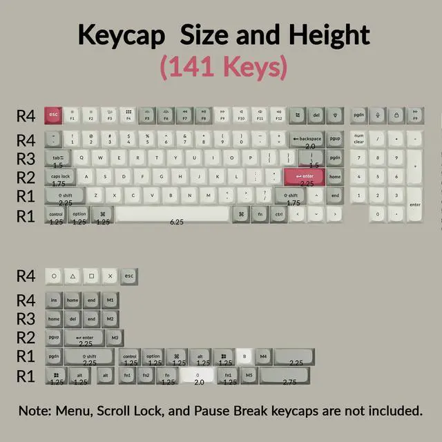 Alt view image 3 of 7 - OSA Profile Double-Shot PBT Keycap Full Keycap Set (141 Keys) - Retro, Compatible with MX Mechanical Switches, Non-Shine-Through, Fits ANSI Layouts (100%, TKL, 96%, 75%, 65%, 60%)