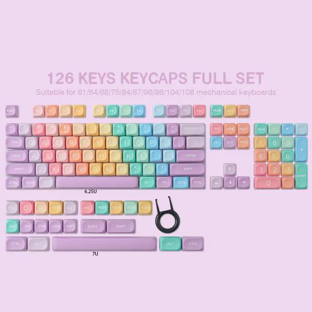 Alt view image 5 of 7 - MOA Profile Keycaps,PBT Cute Rainbow Candy Keycaps 126 Keys