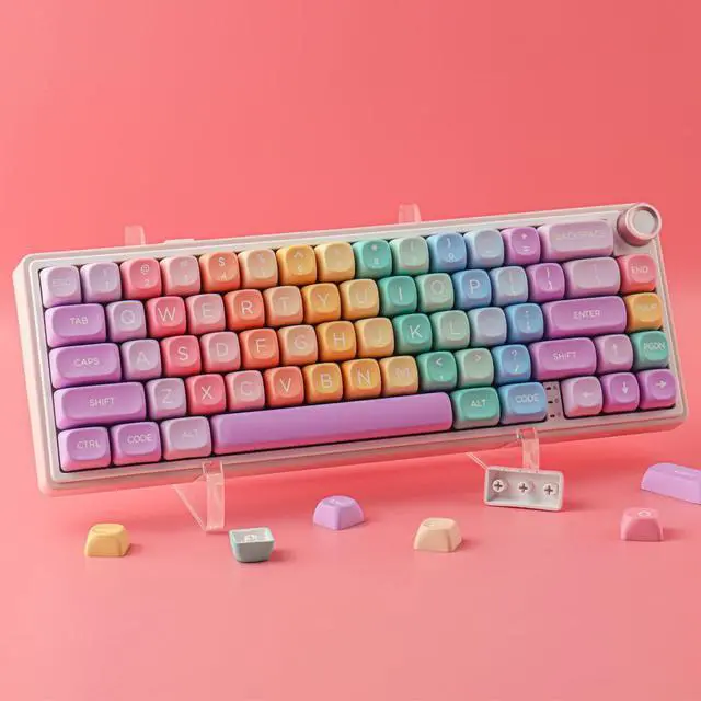 Alt view image 6 of 7 - MOA Profile Keycaps,PBT Cute Rainbow Candy Keycaps 126 Keys