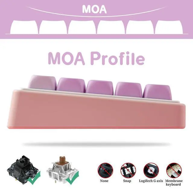 Alt view image 7 of 7 - MOA Profile Keycaps,PBT Cute Rainbow Candy Keycaps 126 Keys