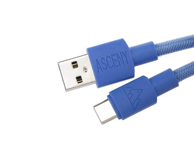 Alt view image 2 of 4 - Coiled & Double-Sleeved Mechanical Keyboard Cable, for Type-C Mechanical Keyboards (Blue)