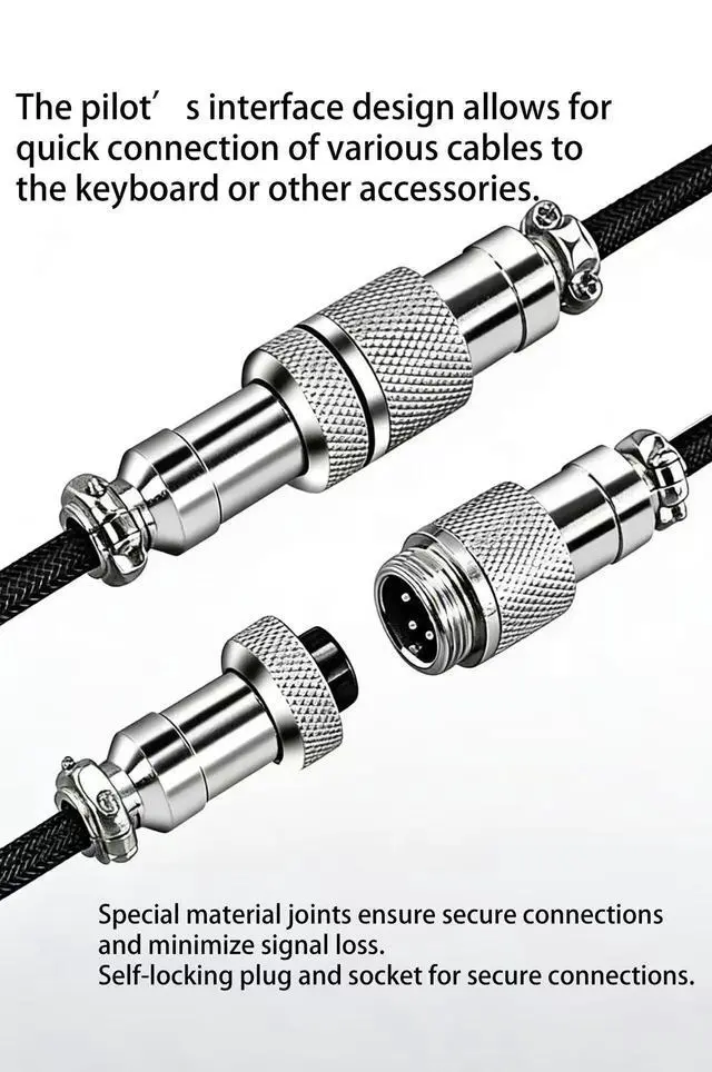 Alt view image 7 of 7 - Custom Coiled USB C Cable for Gaming Keyboard, Double-Sleeved Mechanical Keyboard Cable with Detachable Metal Aviator,USB-C to USB-A (1.8 M,Black)