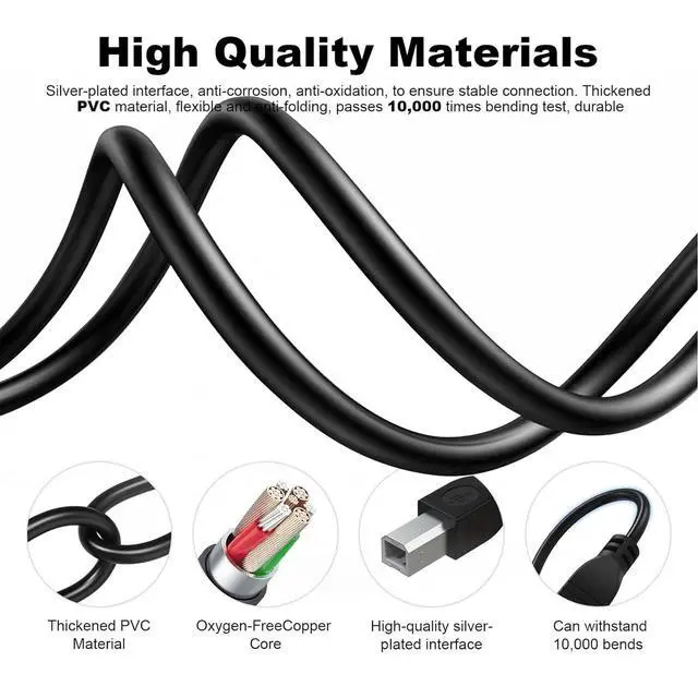 Alt view image 6 of 6 - 10FT USB B to USB Type C Printer Cable Type B to Type C Printer PC Cord for MacBook Pro, Air, MIDI Cable for Yamaha Casio Digital Piano, MIDI Keyboard, Printer Scanner Cord for HP Canon Brother Epson