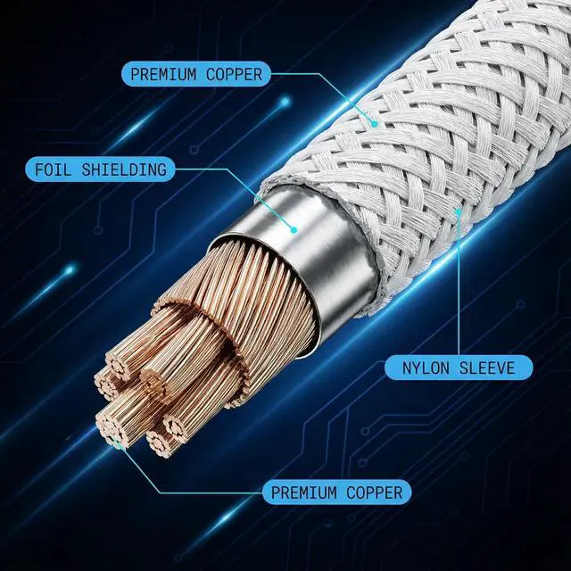 Alt view image 2 of 7 - 1.5m Coiled Keyboard Cable, USB C to USB A Cable for Mechanical Gaming Keyboards, Double-Sleeved Coiled with Detachable Metal Aviator for Keyboard 2 Pcs (White)