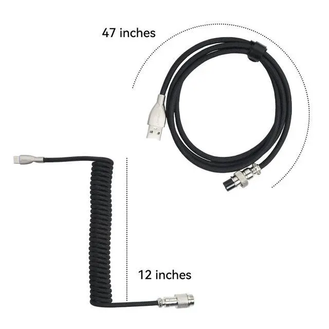 Alt view image 6 of 7 - Mix Coiled Keyboard Cable 8k 5ft for Mechanical Gaming Keyboard
