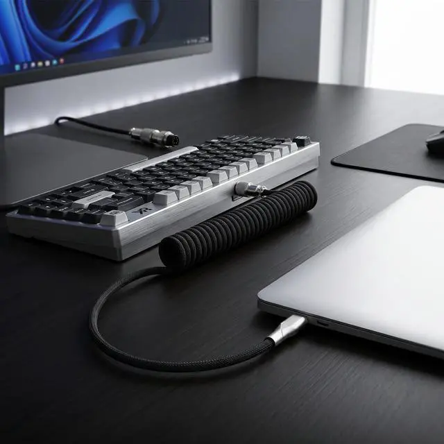 Alt view image 7 of 7 - Mix Coiled Keyboard Cable 8k 5ft for Mechanical Gaming Keyboard