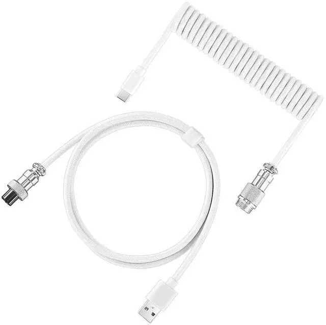 Main image of Type C Mechanical Keyboard Coiled Cable USB Mechanical Keyboard Aviator Desktop Computer Aviation Connector Cord USB C to USB A 1.5M